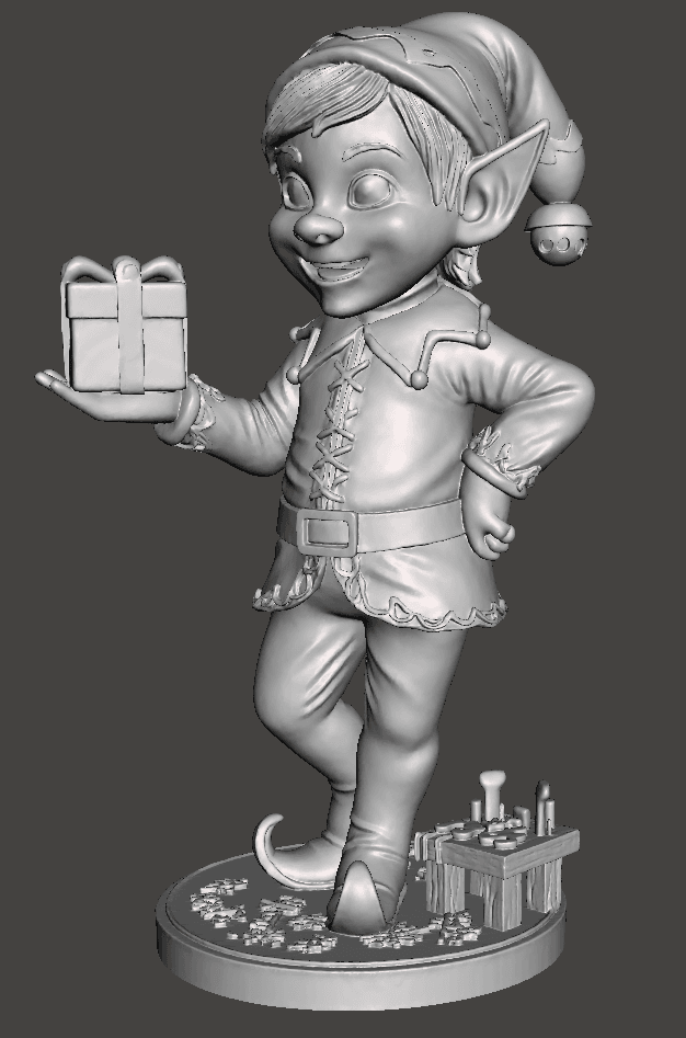 Charming Christmas Elf statue 3d model