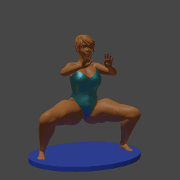 Thick Woman Performing a Kata v1 3d model