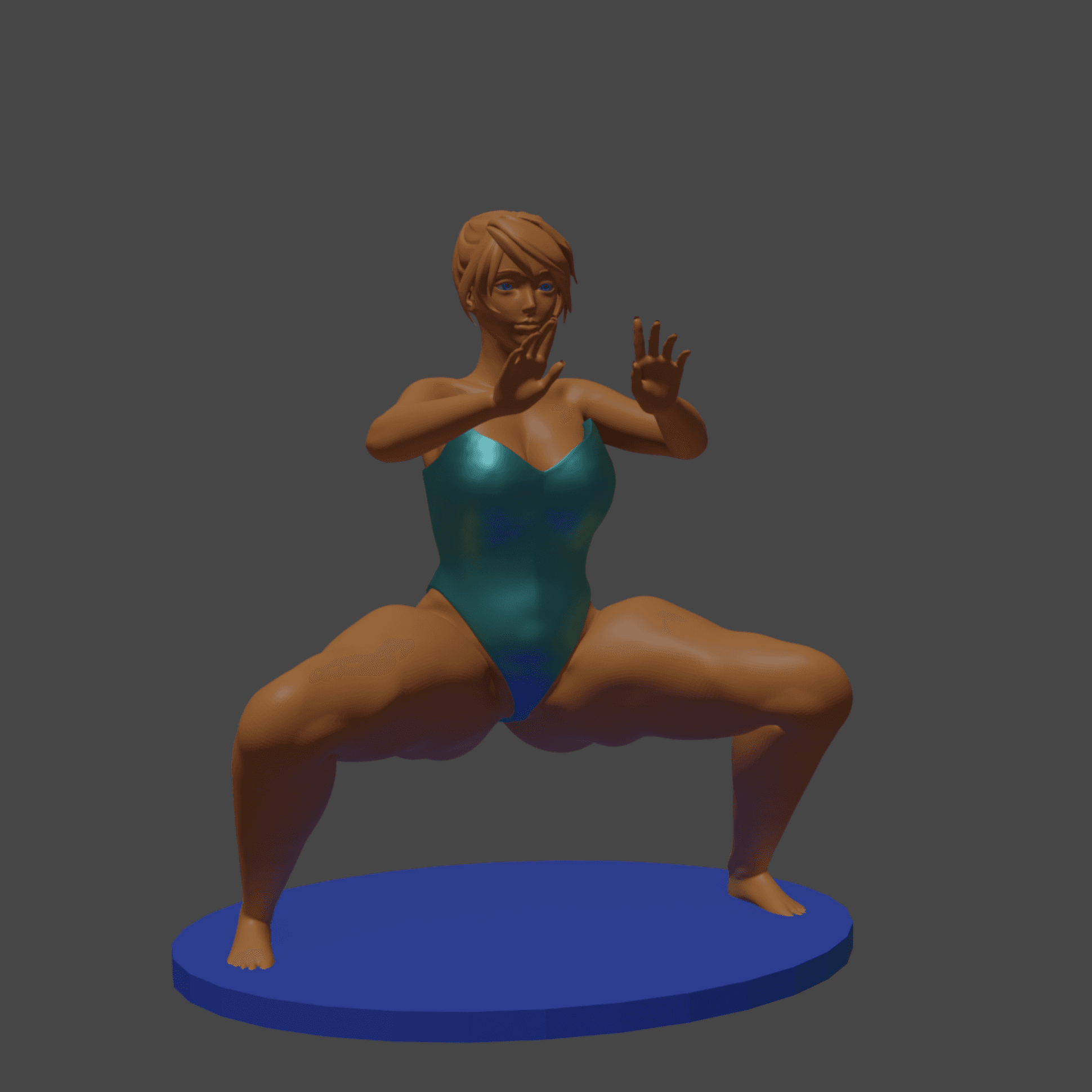 Thick Woman Performing a Kata v1 3d model
