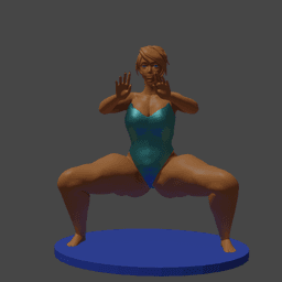Thick Woman Performing a Kata v1 3d model