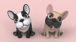 Cute Question French Bulldog 3d model