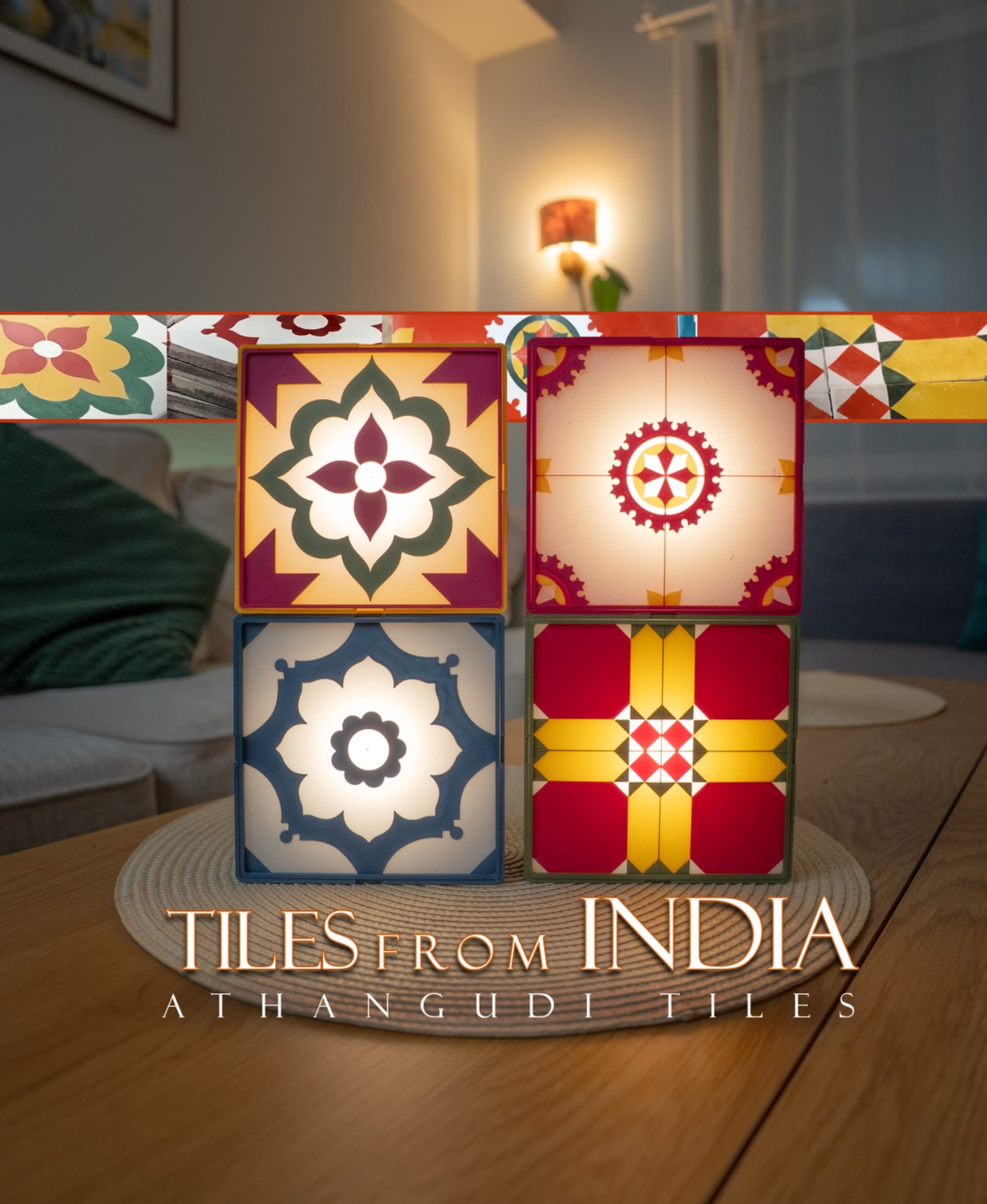 Tiles from India (Wall, Desk or Stackable Lamp) 3d model
