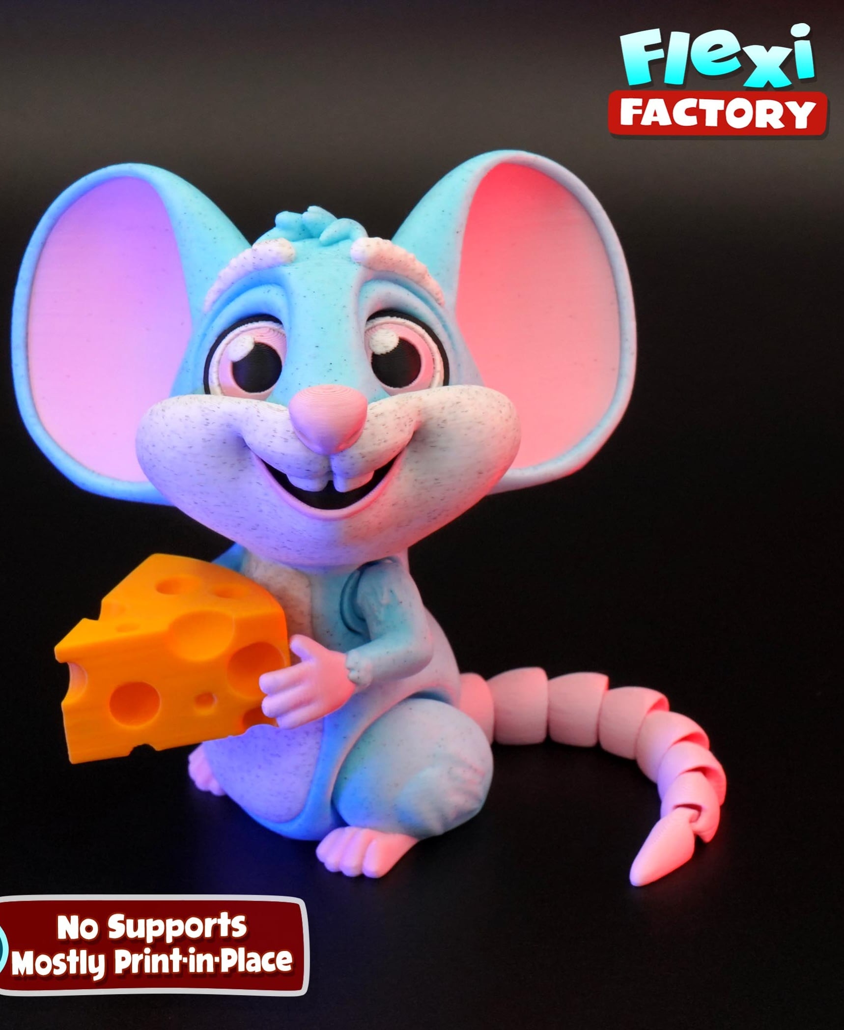 Flexi Factory Mouse & Cheese with 3MF Included! 3d model