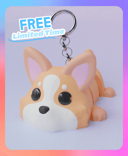 Flexi Corgi Dog Keychain (Single Color) 3d model