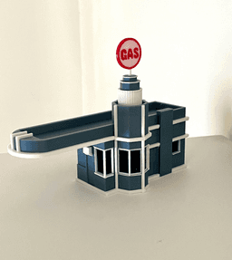 Art Deco Gas Station - HO Scale 3d model