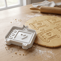 Television Set With A Heart Symbol Cookie Cutter And Stamp 3d model