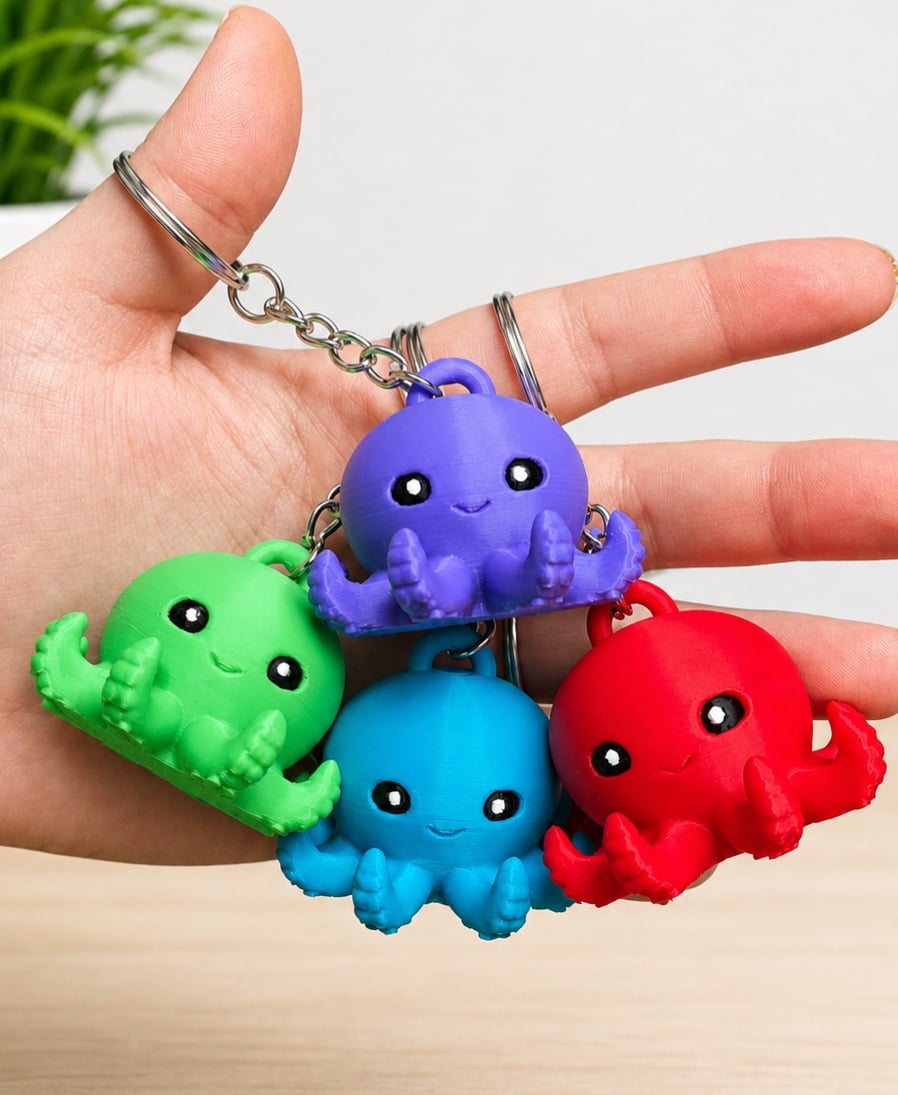 Cute Octopus Keychain NO SUPPORTS 3d model