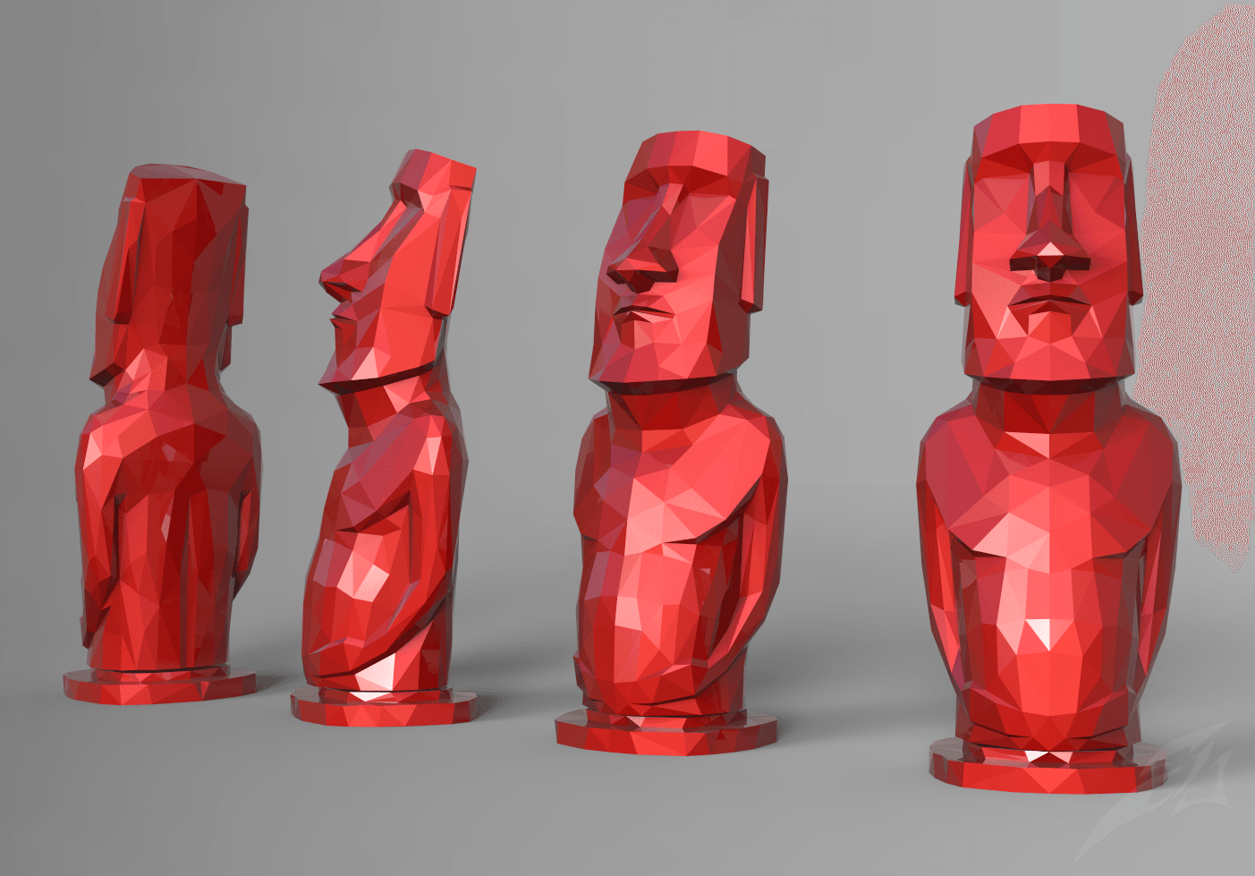 Low Poly Moai Statue 3d model