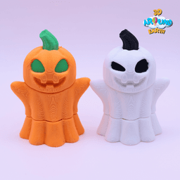 Flexi Chibi Ghost Cat and Pumpkin 3d model