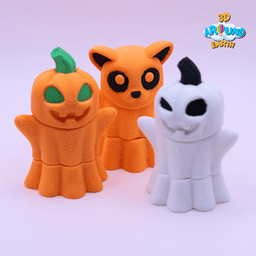 Flexi Chibi Ghost Cat and Pumpkin 3d model