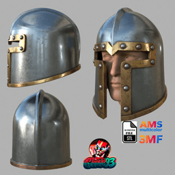 Medieval Soldier Helmet #2 Wearable STL and 3MF File 3d model