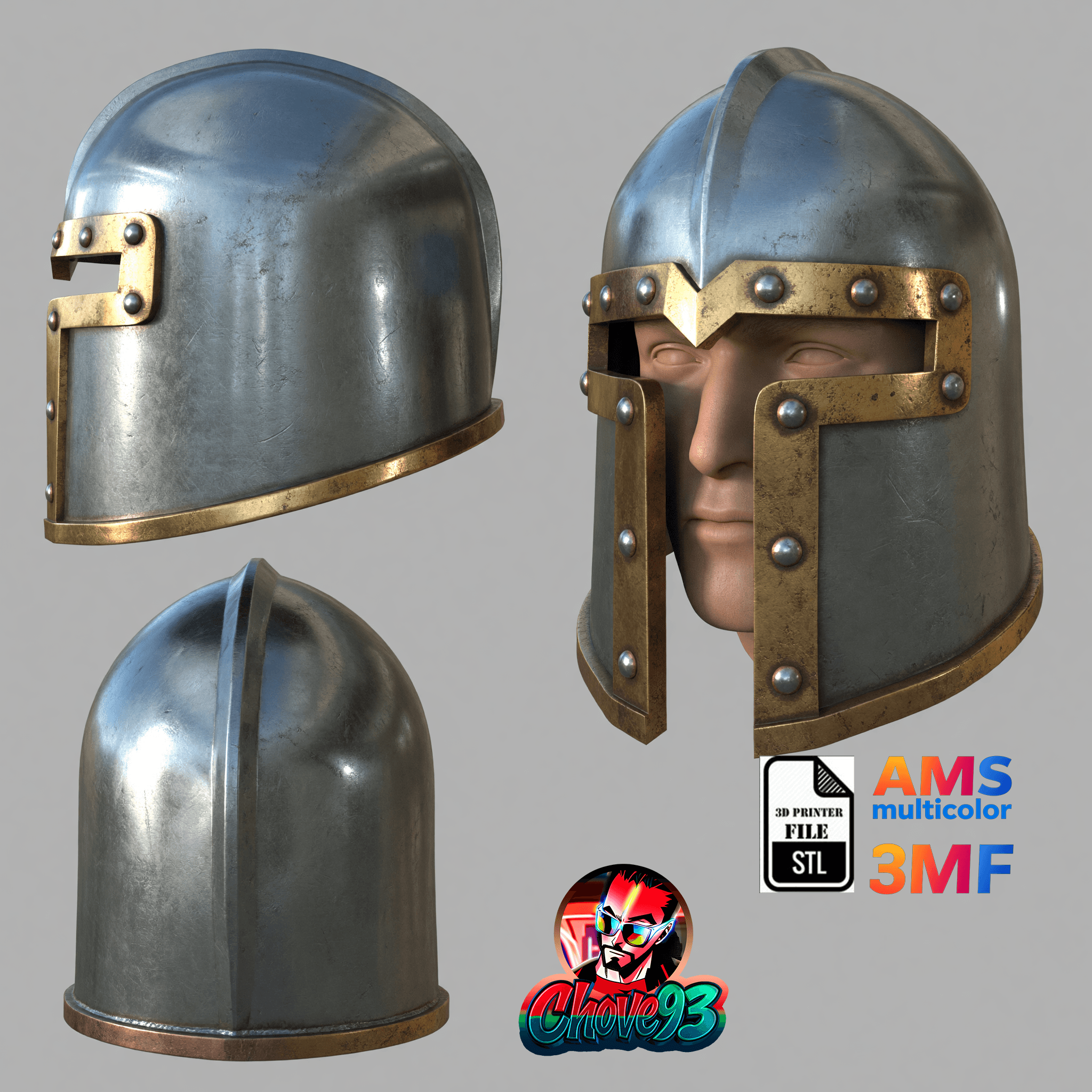 Medieval Soldier Helmet #2 Wearable STL and 3MF File 3d model