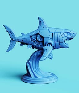 Mecha Shark Attack Statue | Sci-Fi Ocean Figure 3d model