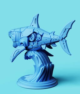 Mecha Shark Attack Statue | Sci-Fi Ocean Figure 3d model