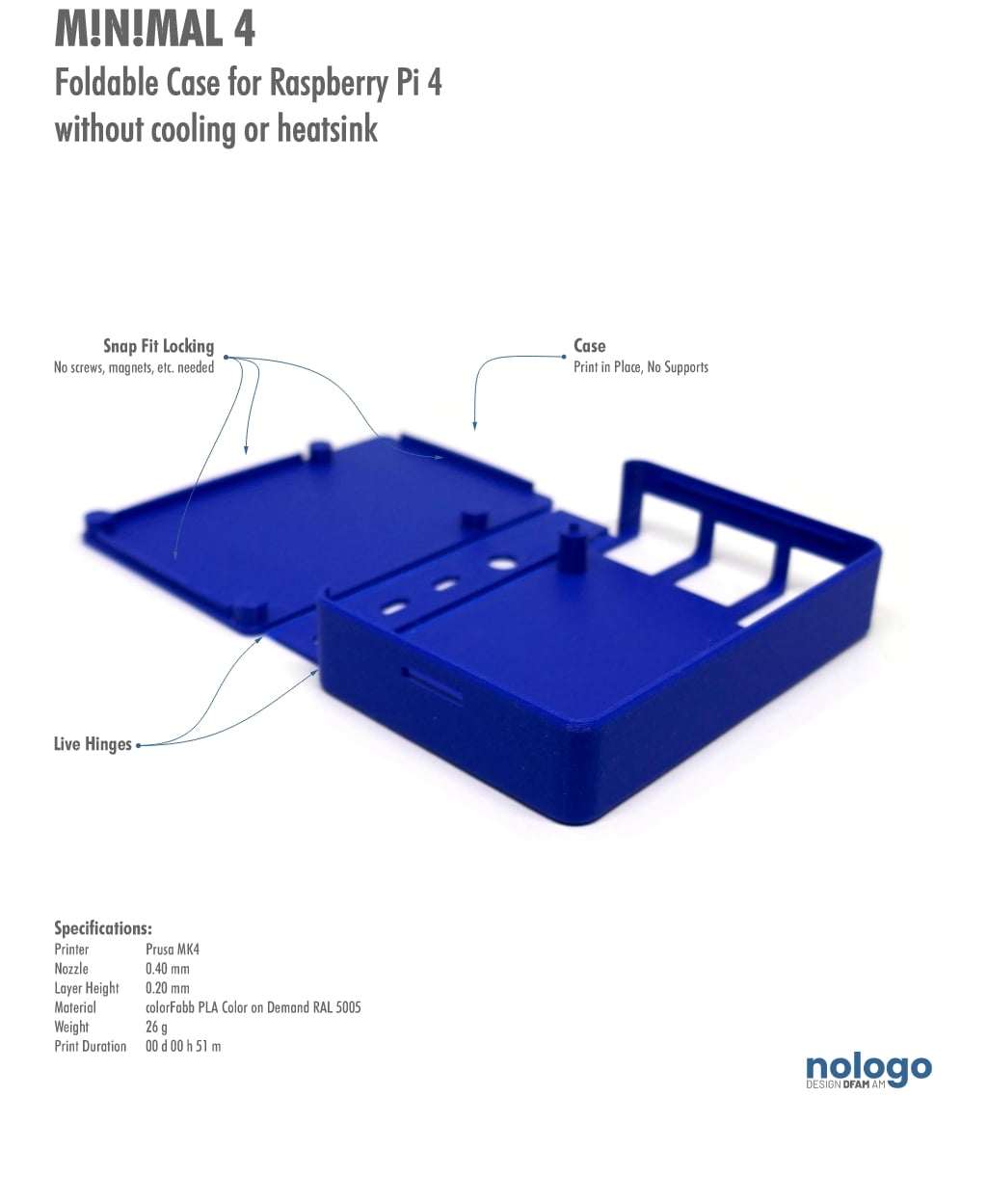 M!N!MAL 4 - Raspberry Pi 4 Case 3d model