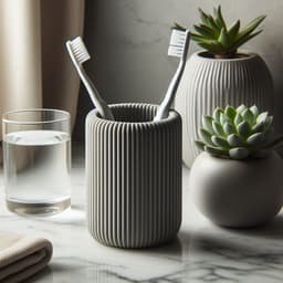 Modern Ribbed Toothbrush & Toothpaste Holder 3d model