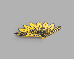 Sunflower Hand Fan | #pdo #summer | NoahMillerDesign - A render of the model in the opened position. - 3d model
