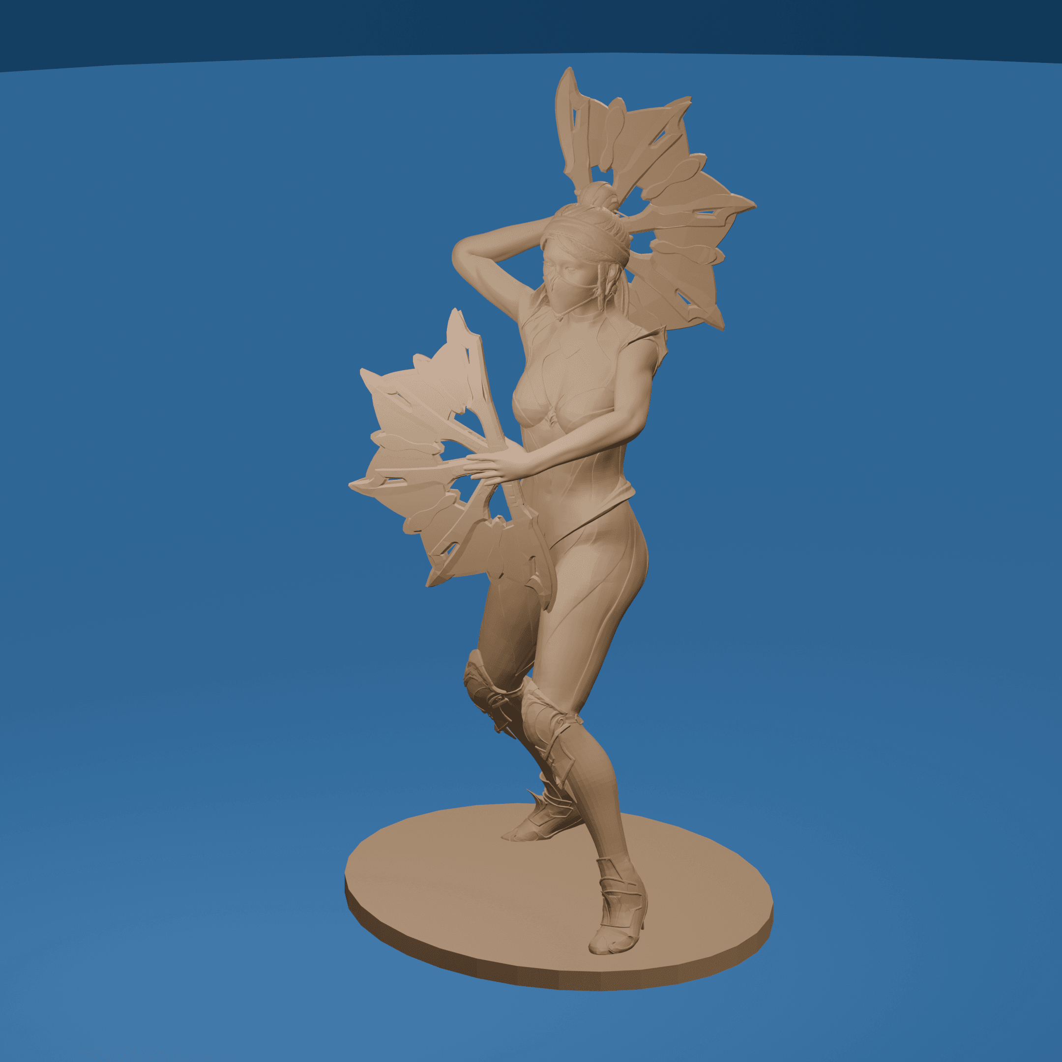 Asian Woman Fan Fighter v2.0 3d model