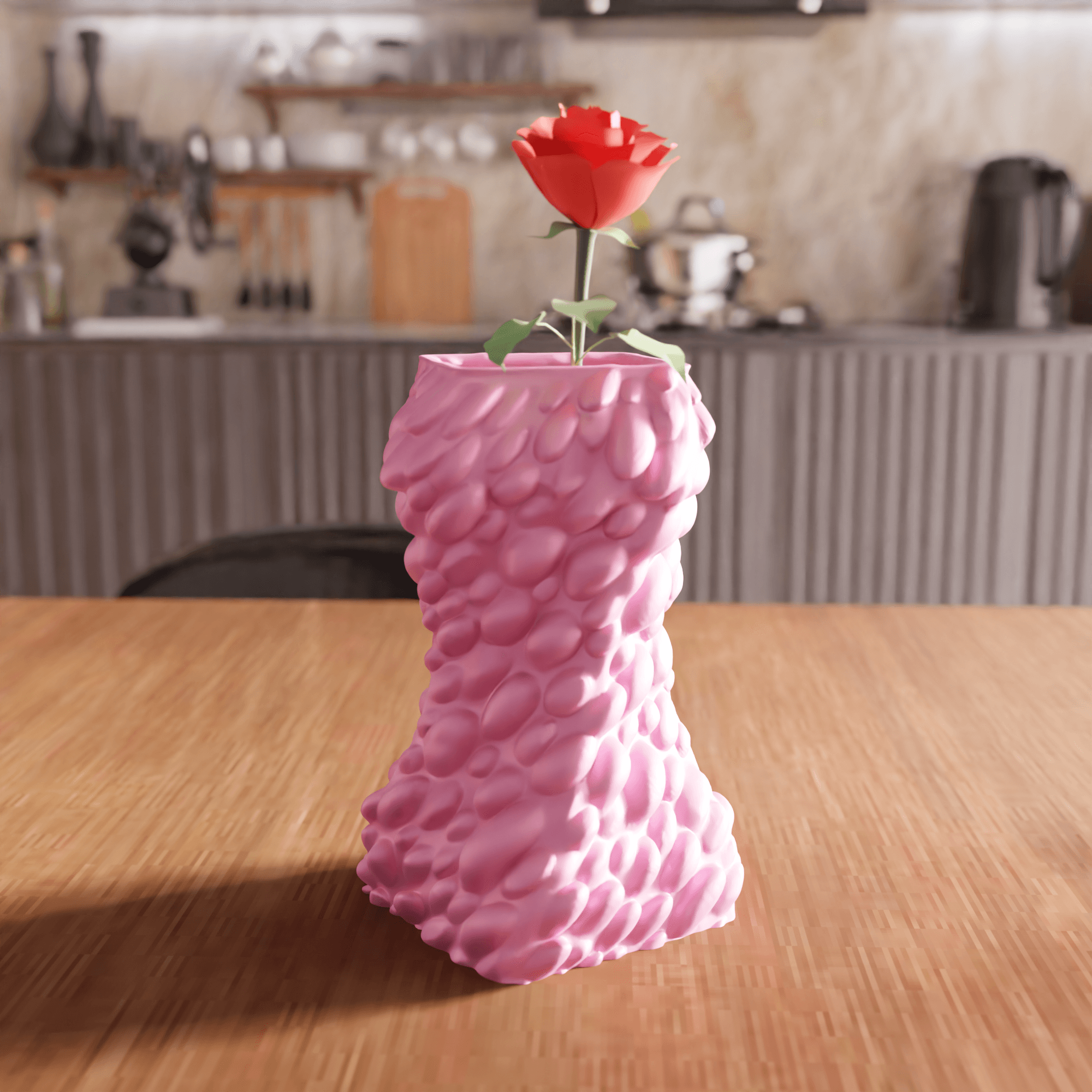 Textured Pebble Hourglass Vase 3d model
