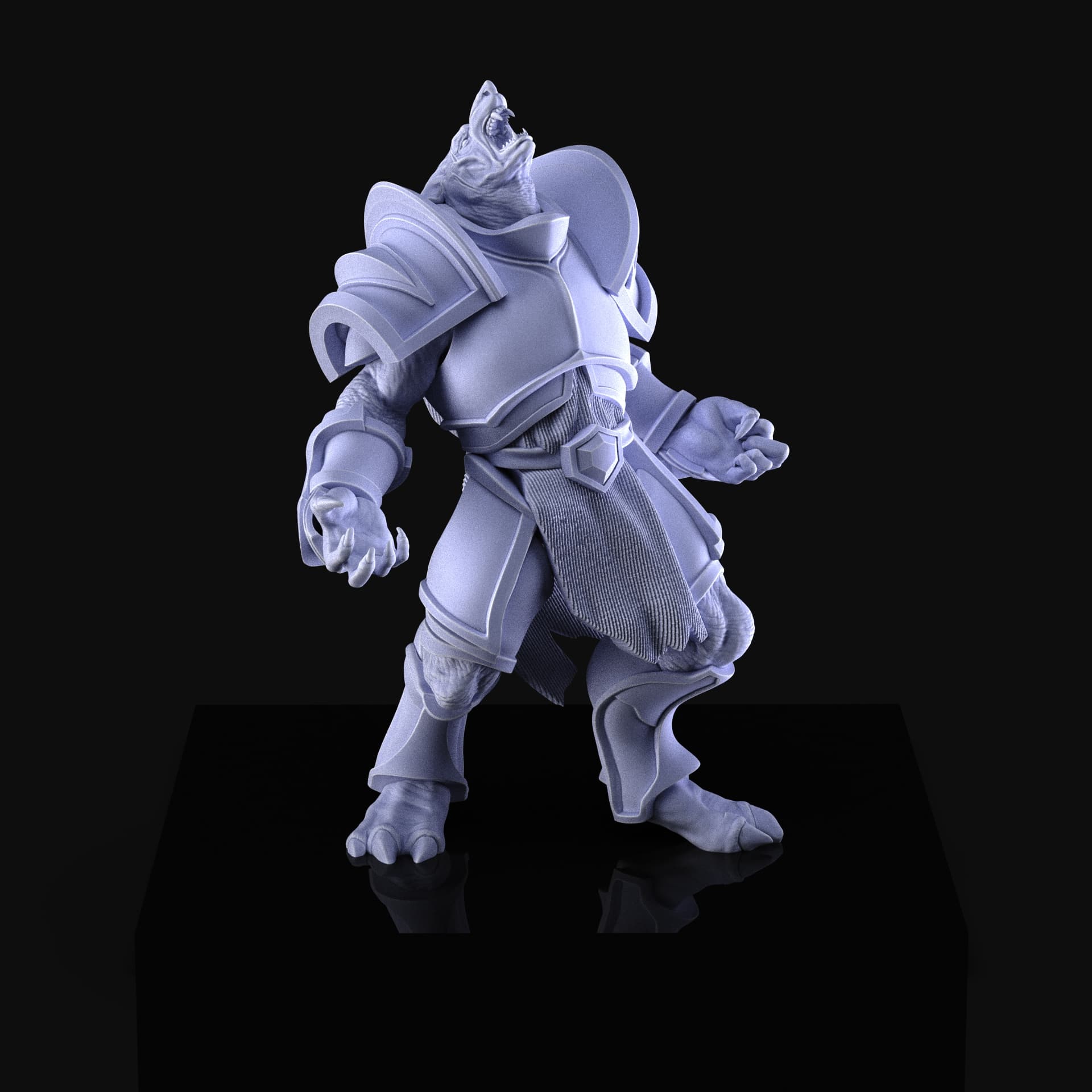 Werewolf Screaming armored 3d model