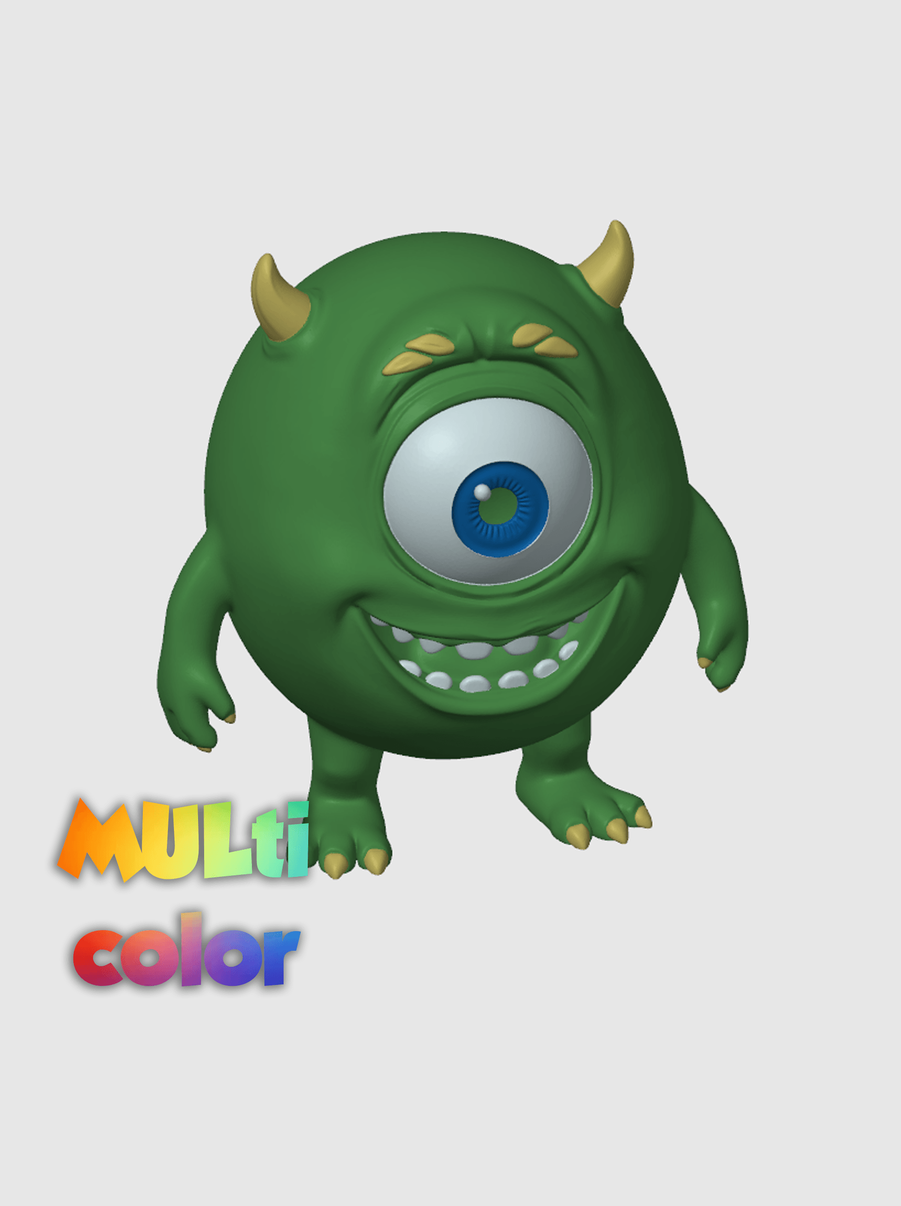 One-Eyed Green Monster Multi-Color 3MF | Cartoon Figurine | Bambu Ready 3d model