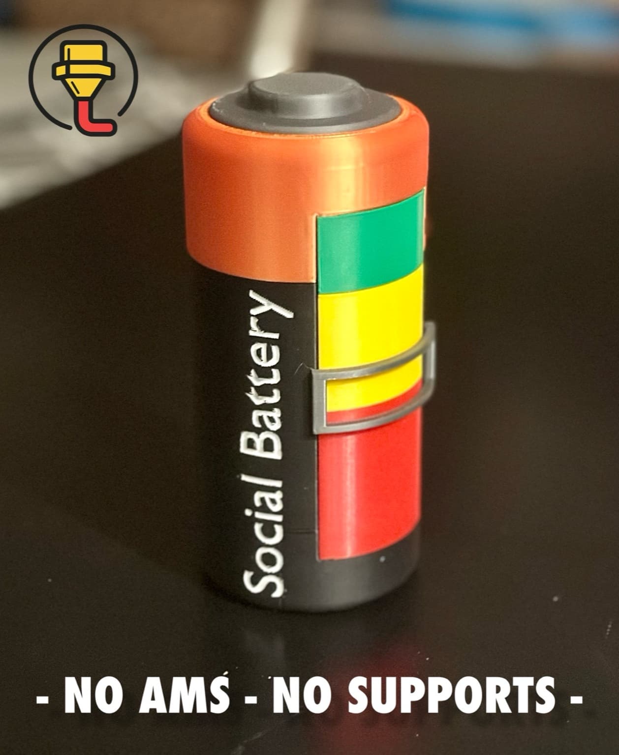 Social Battery - No AMS No Supports - Great Gift 3d model