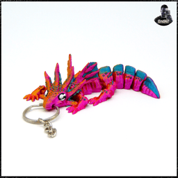 Dragon Axolotl V2 Keychain - Multicolor - Print in Place 3d model