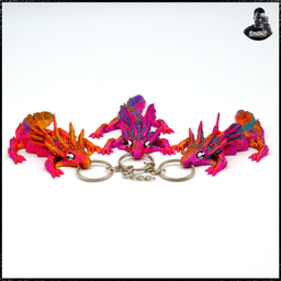 Dragon Axolotl V2 Keychain - Multicolor - Print in Place 3d model