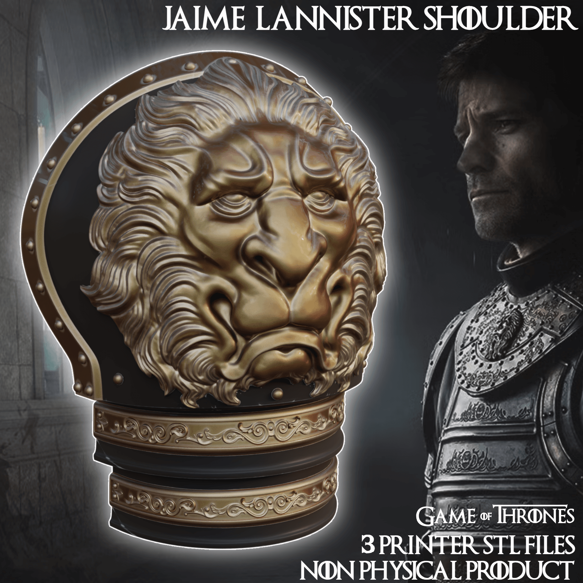 Fantasy Jaime Lannister Lion Shoulder armor Game of Thrones 3d model