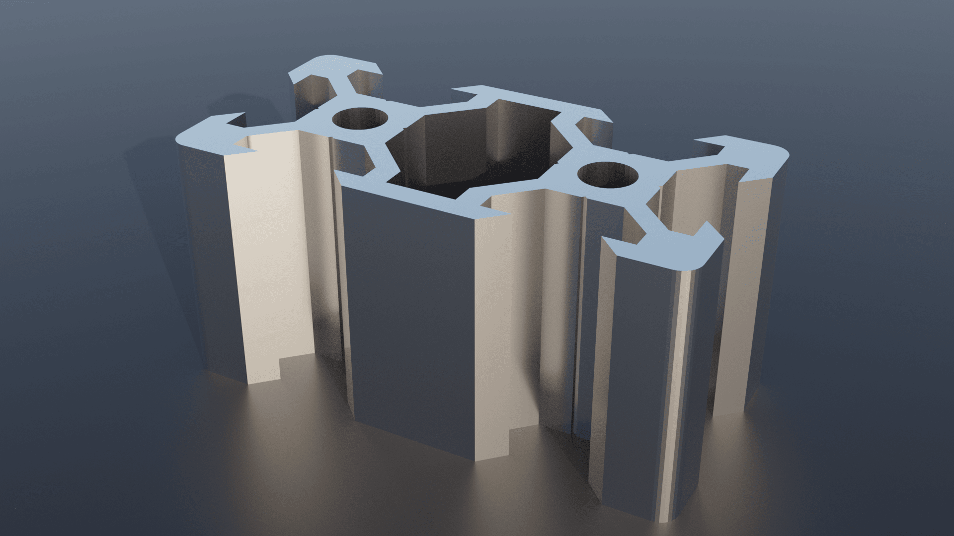 2040 profile object with exact dimensions 3d model