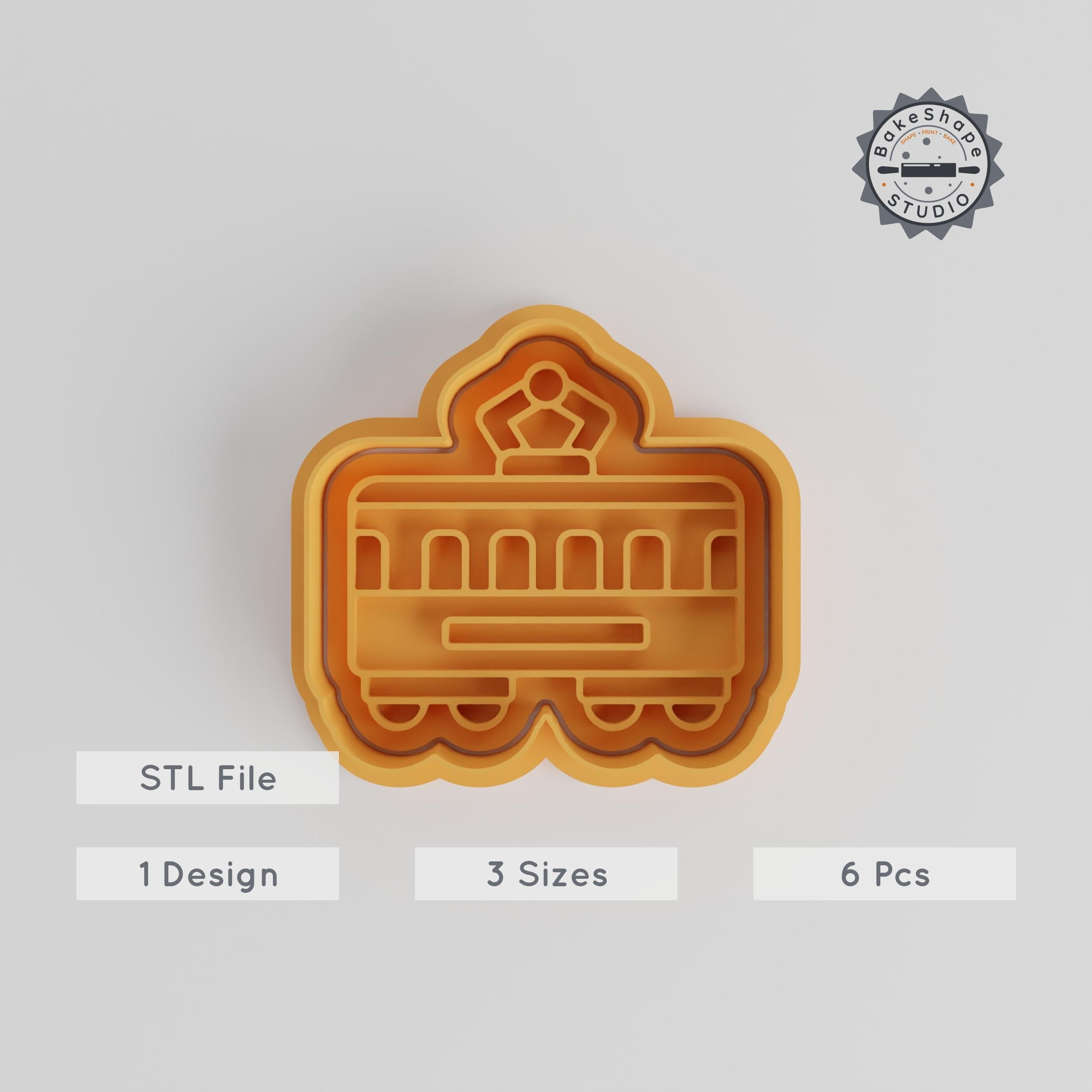 Tram Shape Cutter & Stamp Set, 6-Piece, Small Medium Large, Perfect for Cookies & Fondant, City Vehicle Decor, Transportation Design PRODUCT_3283 3d model