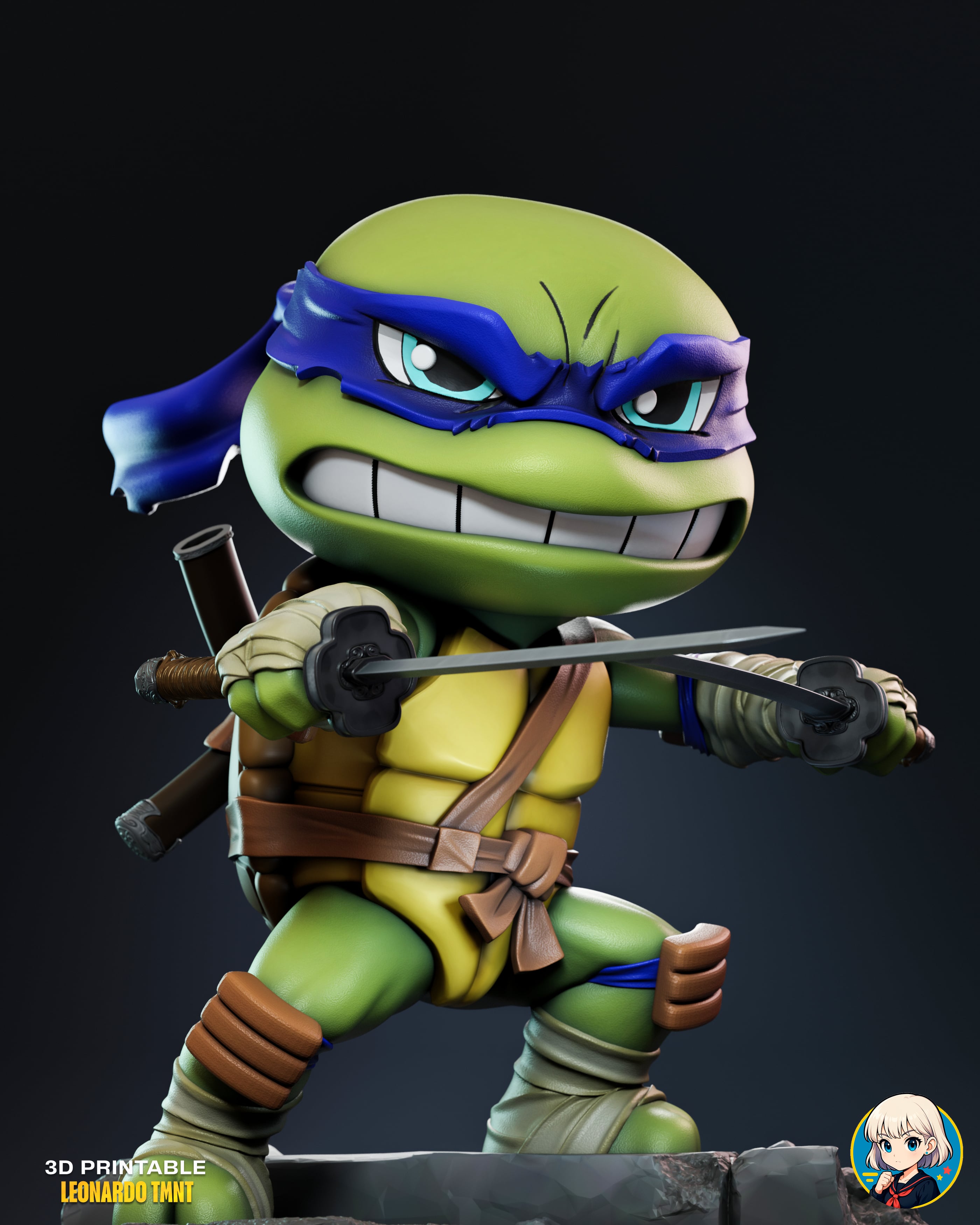Leo TMNT Chibi - Premium Collectible 3d model