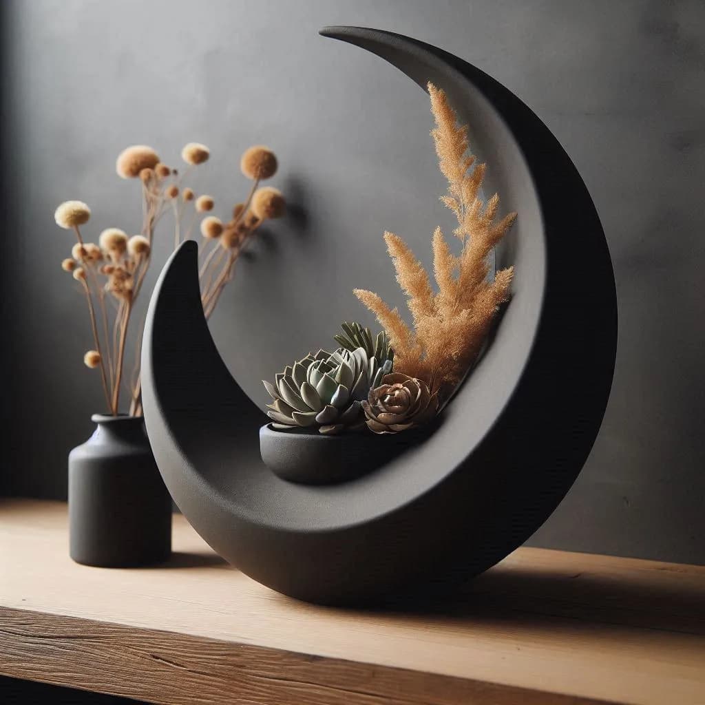 Designer Crescent Decorative Object, Vase, Vessel 3d model