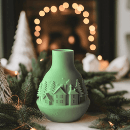 Winter Village Vase for Charming Christmas Decor 3d model