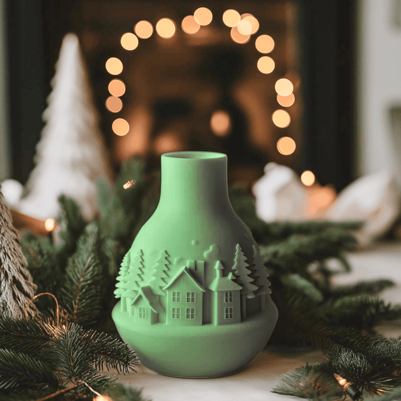 Winter Village Vase for Charming Christmas Decor 3d model
