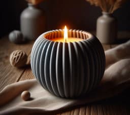 Modern Round Ribbed Candle, (LED) Tealight Holder 3d model