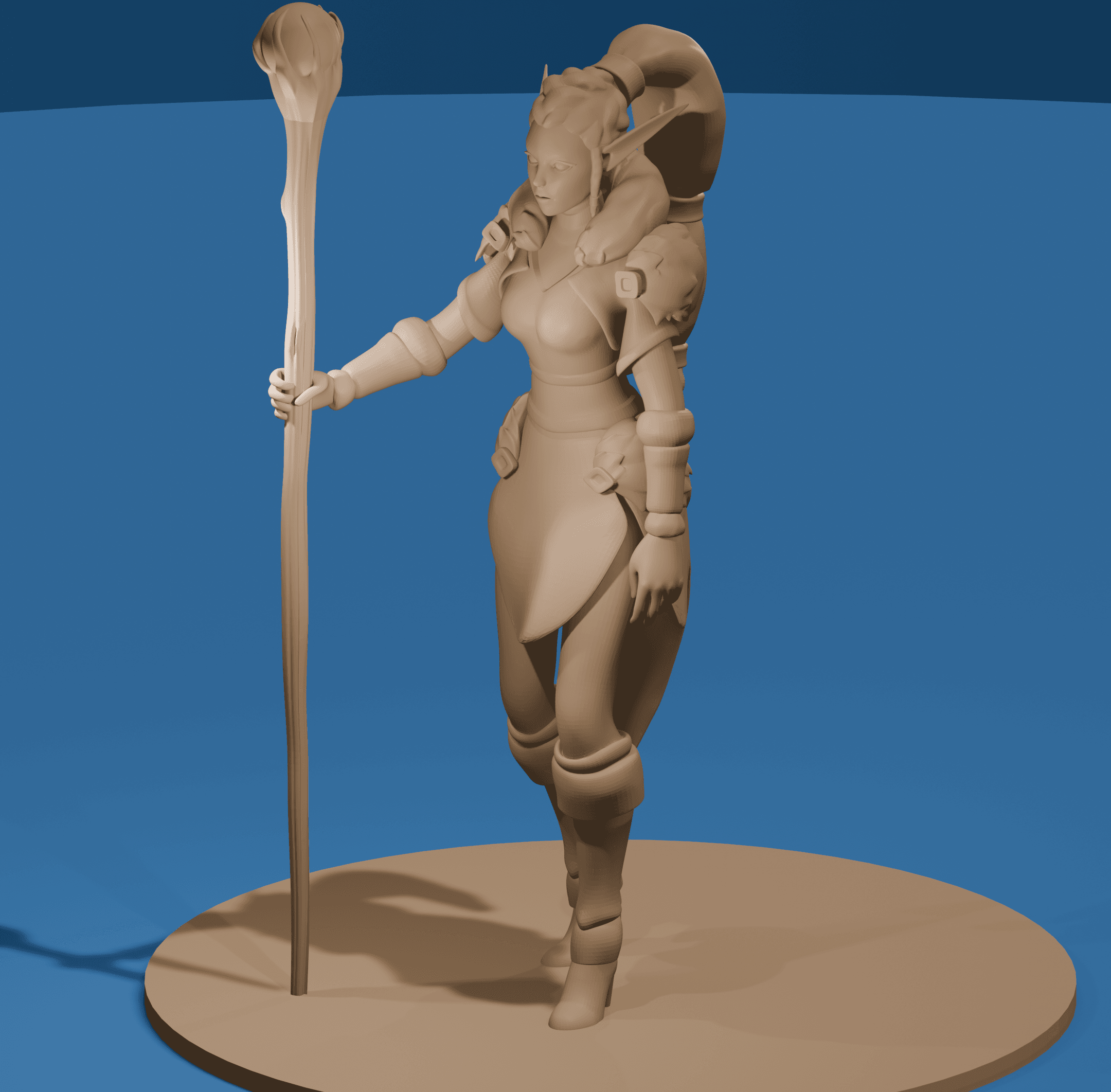 Arcane Mage with Her Staff v2 3d model