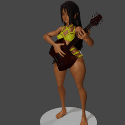 Swimsuit Rocker Girl with Axe Guitar v2 3d model