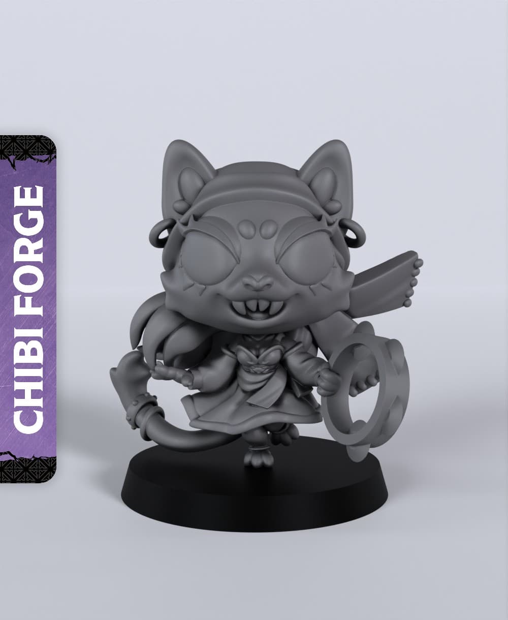 Female Catfolk Bard - With Free Dragon - 5e DnD Inspired for RPG and Wargamers 3d model