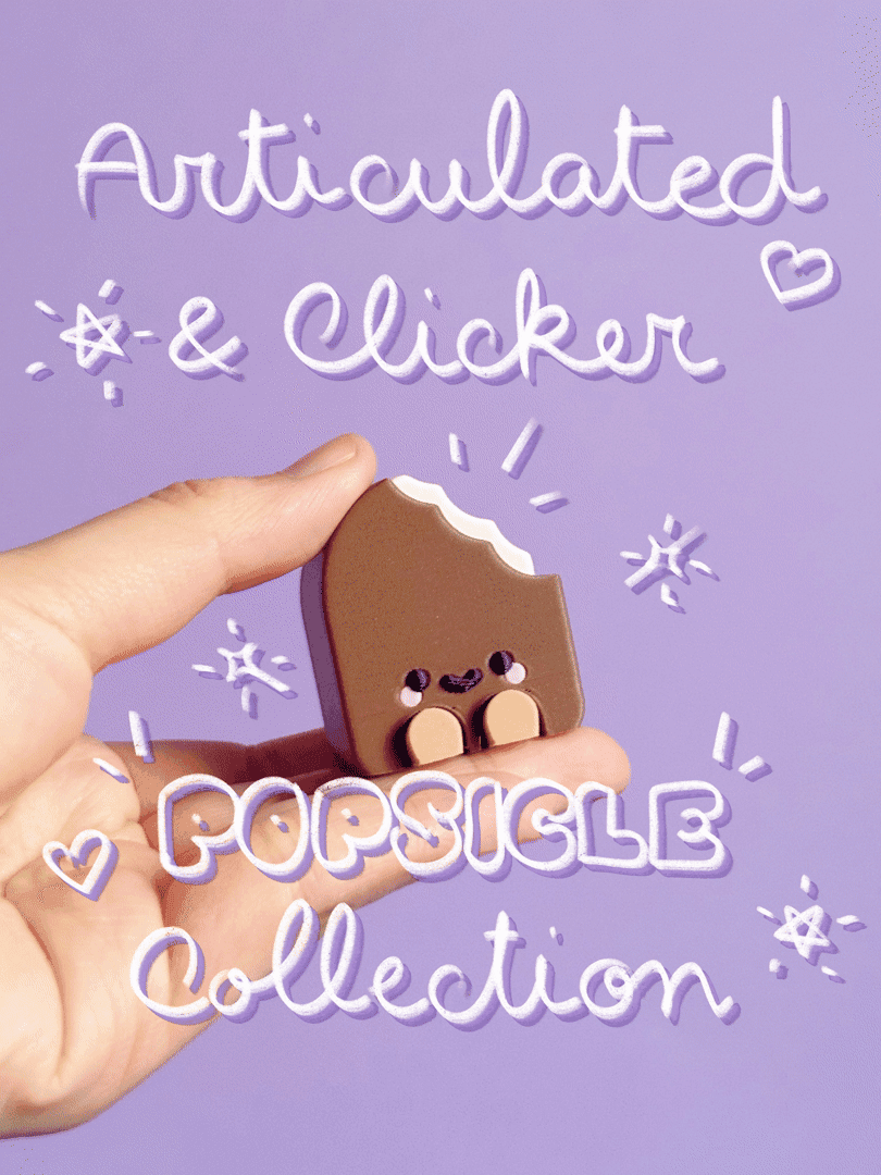 Cute Articulated & Clicker Popsicle | Print-in-place 3d model