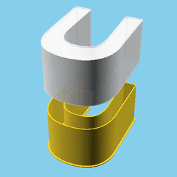 LATIN CAPITAL LETTER U, nestable box (v1) 3d model