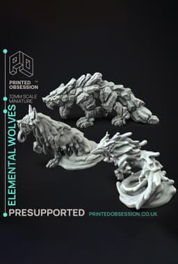 Free Elemental Wolves Collection - 3 Wolves - PRESUPPORTED - 32mm scale - 3d model