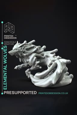 Free Elemental Wolves Collection - 3 Wolves - PRESUPPORTED - 32mm scale - 3d model