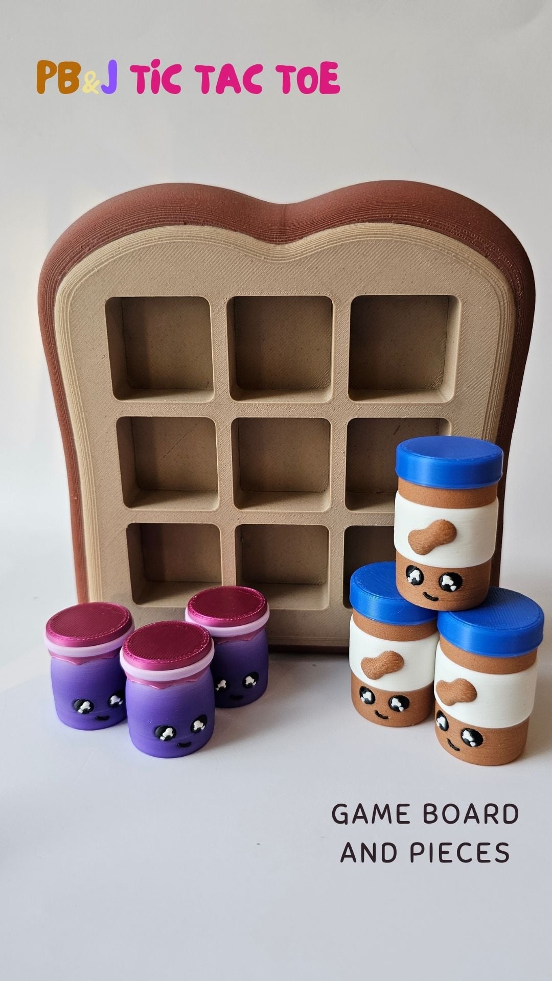 Tic Tac Toe PB&J Game + BONUS Keychains 3d model
