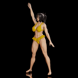 Muscular Asian Girl Dancing v2 3d model