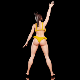 Muscular Asian Girl Dancing v2 3d model