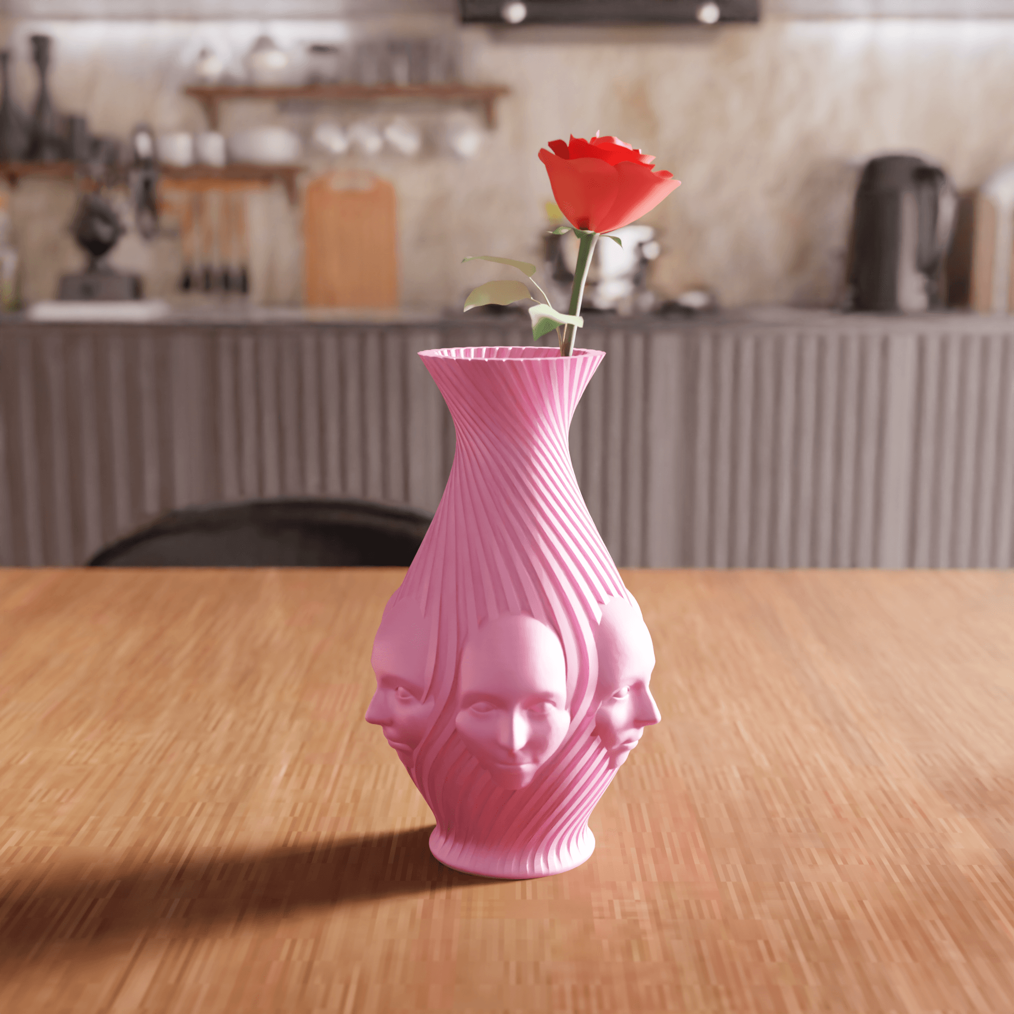 Surrealist Multi Face Spiral Ribbed Vase 3d model
