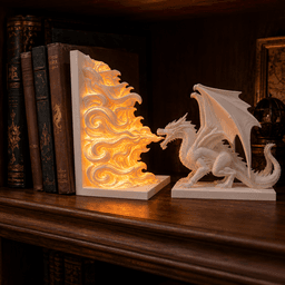 Dragon Flame Bookend File with LED Flame Lamp 3d model