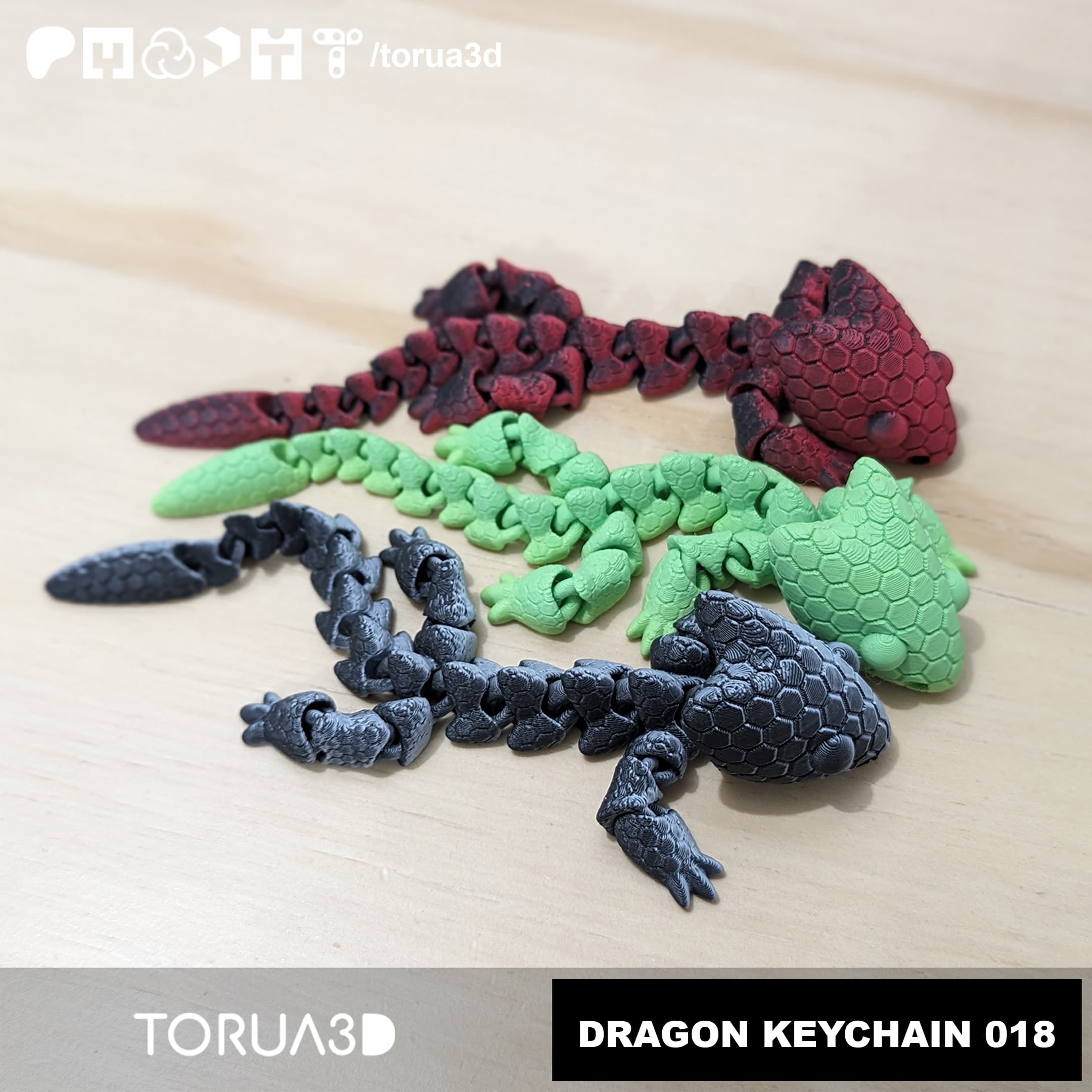 Articulated Dragon Keychain 018 3d model