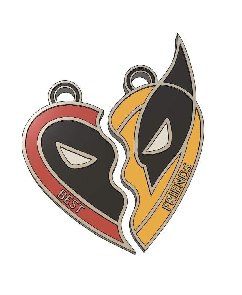 Deadpool x Wolverine Best Friends Friendship Necklace 3d model